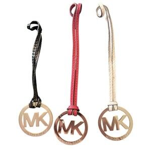 Michael Kors MK Handbag Charm/Key Fob asst color leather and Silver medallion